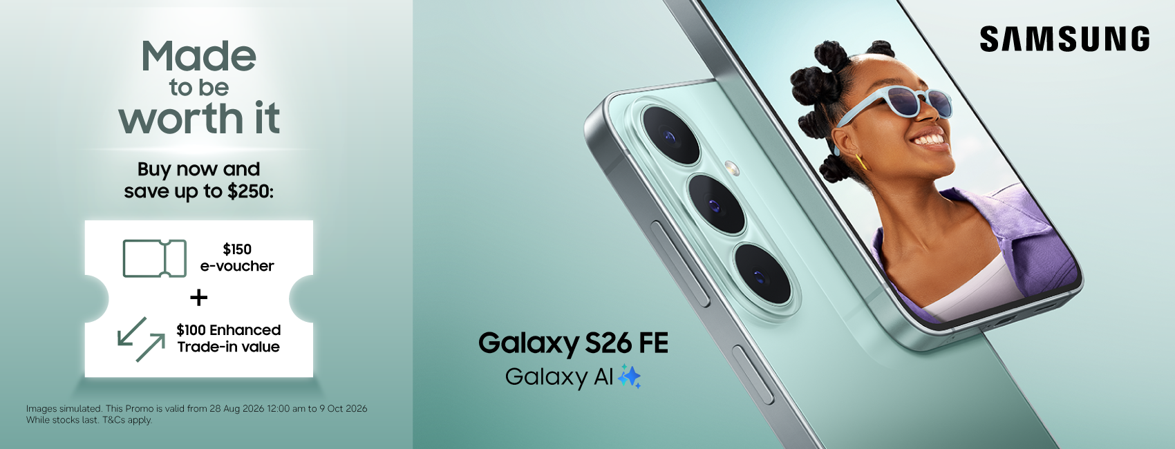 Galaxy S26 FE launch offer with e-voucher and enhanced trade-in value